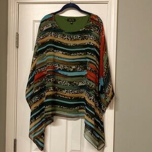 Colorful Striped Poncho Top